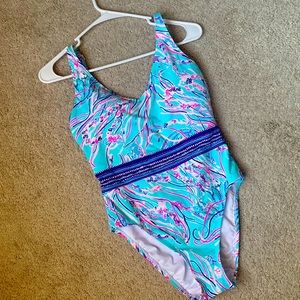 Lilly Pulitzer Riya One-piece Bayside Blue Under The Moon 6